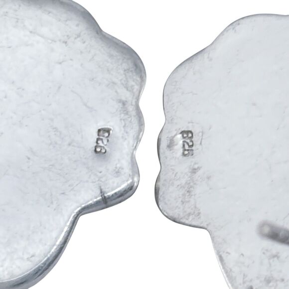 Vintage Sterling Silver 925 Textured Wave Earrings - Picture 3 of 6